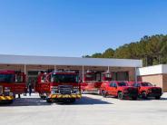 Engine 10, Ladder Truck 30, Battalion Truck, Sinclair 1, & Oconee 1 Fire Rescue Boats