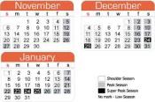 November, December, January Calendar