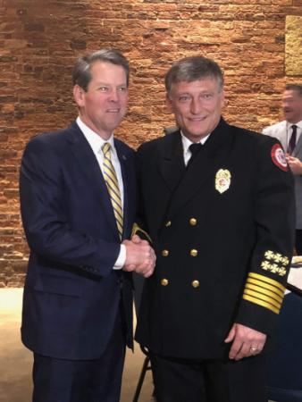 Fire Chief Hill and Governor Brian Kemp